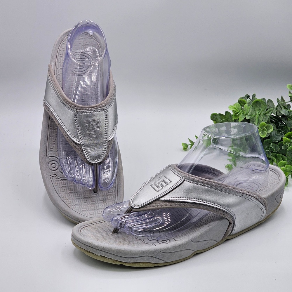 TheraShoe Therapeutic Footwear Thong Sandals Womens Large‎ 9-10 Comfort Silver